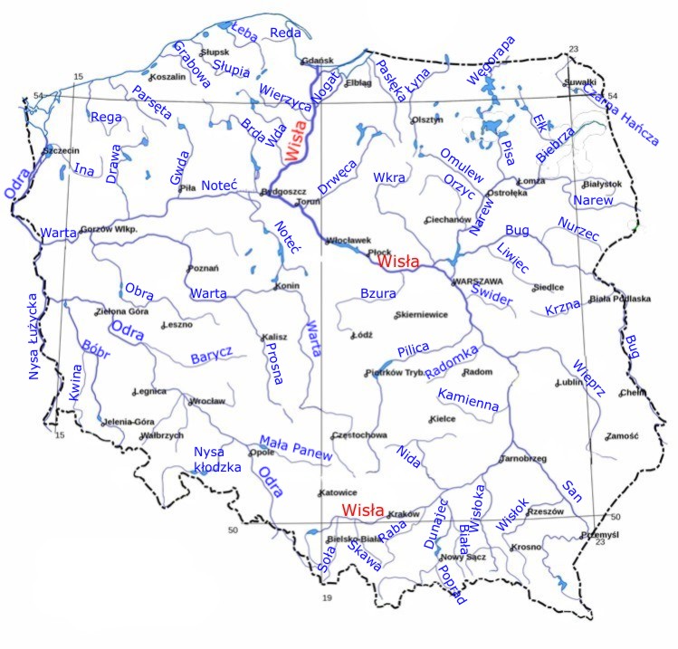 Rzeki W Polsce Mapa Konturowa rzeki odpowiedzi2